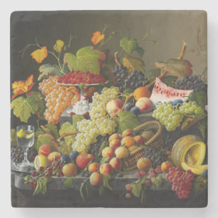 Severin Roesen Abundant Fruit Still Life Art Stone Coaster