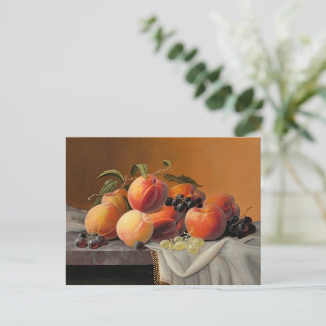 Severin Roesen - Peaches, Grapes, Apples Postcard (Standing Front)