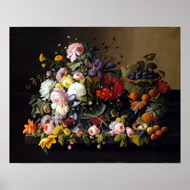 Severin Roesen Still Life, Flowers and Fruit Poster (Front)