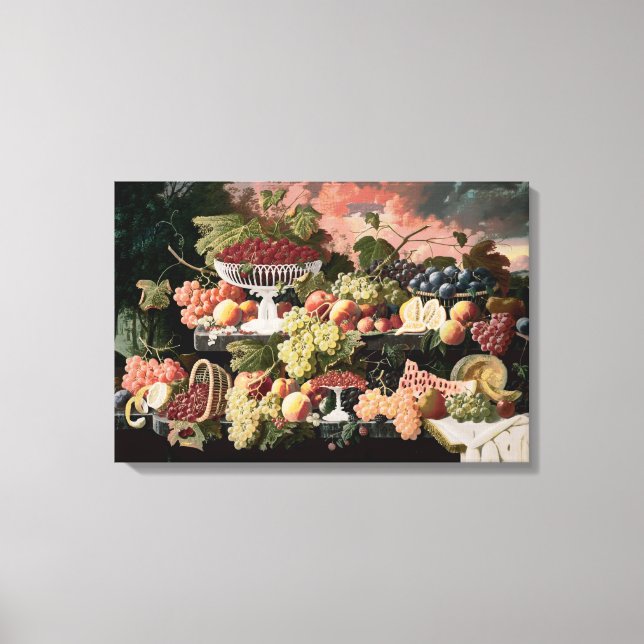 Severin Roesen - Two-Tiered Still Life with Fruit Canvas Print (Front)