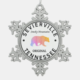 Sevierville Tennessee Snowflake Pewter Christmas Ornament