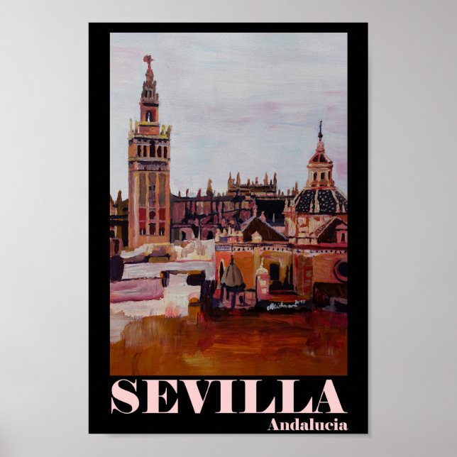 Sevilla Andalucia Espagne Retro Poster (Devant)