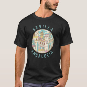 Sevilla Spain Distressed Circle T-Shirt