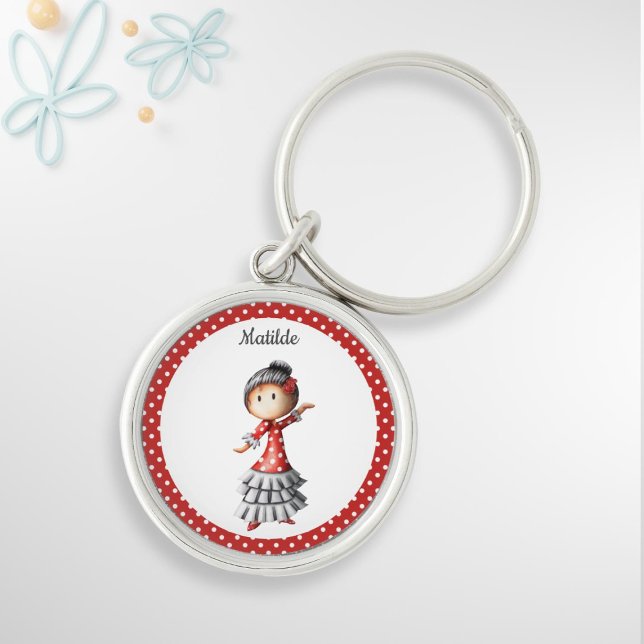 Sevillana Flamenco Dancer in Red Dress Spanish Keychain (Creator Uploaded)