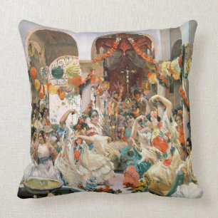 Seville (oil on canvas) throw pillow