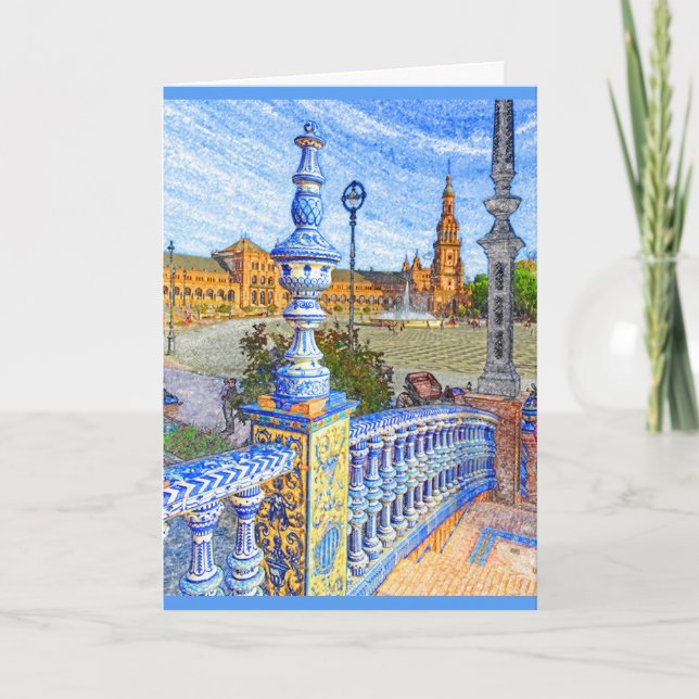 Seville Spain-Coloured Pencil Card (Front)