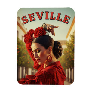 Seville Spain Flamenco Dancer in Red Magnet