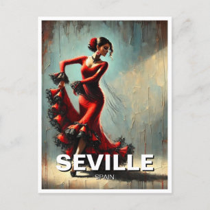 Seville Spain Flamenco Dancer in Red Postcard