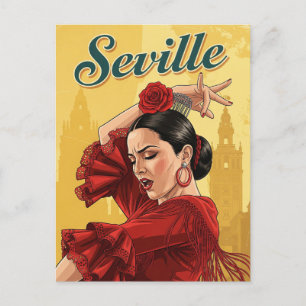 Seville Spain Flamenco Dancer in Red Postcard