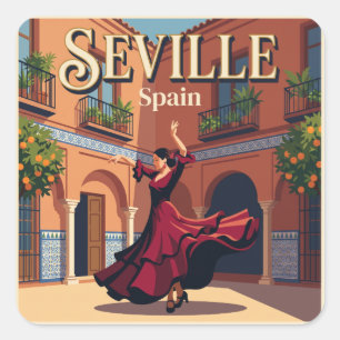 Seville Spain Flamenco Dancer Square Sticker