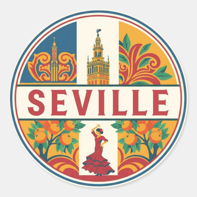 Seville Spain Plaza de Espana Classic Round Sticker (Front)