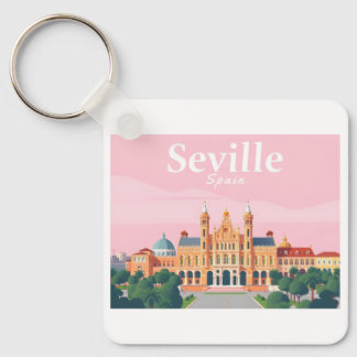 Seville Spain Plaza de Espana Pastel Travel Keychain