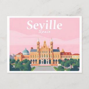 Seville Spain Plaza de Espana Pastel Travel Postcard
