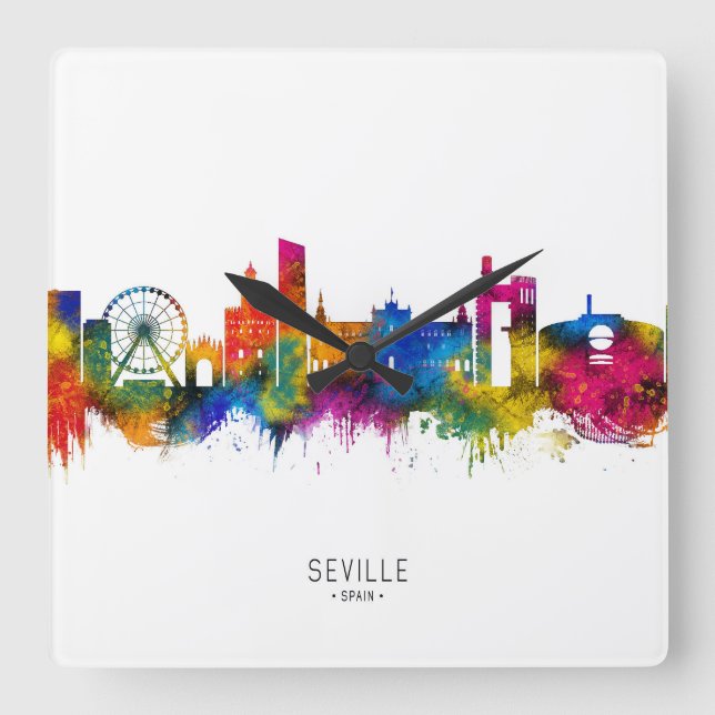 Seville Spain Skyline Square Wall Clock (Front)