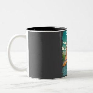 Seville Spain Vintage Minimal Retro Travel Poster Two-Tone Coffee Mug