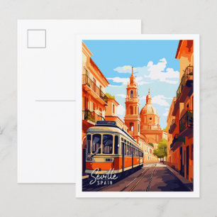 Seville Spain vintage travel illustration Postcard
