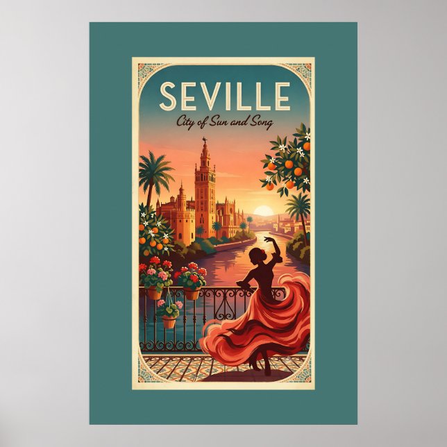 Seville Sunset Flamenco Poster (Front)