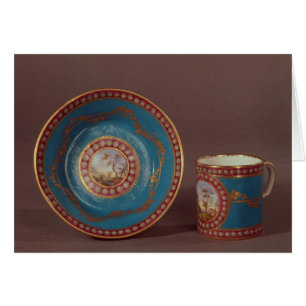 Sevres bleu celeste coffee cup and saucer, c.1780
