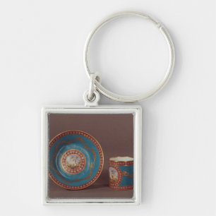 Sevres bleu celeste coffee cup and saucer, c.1780 keychain