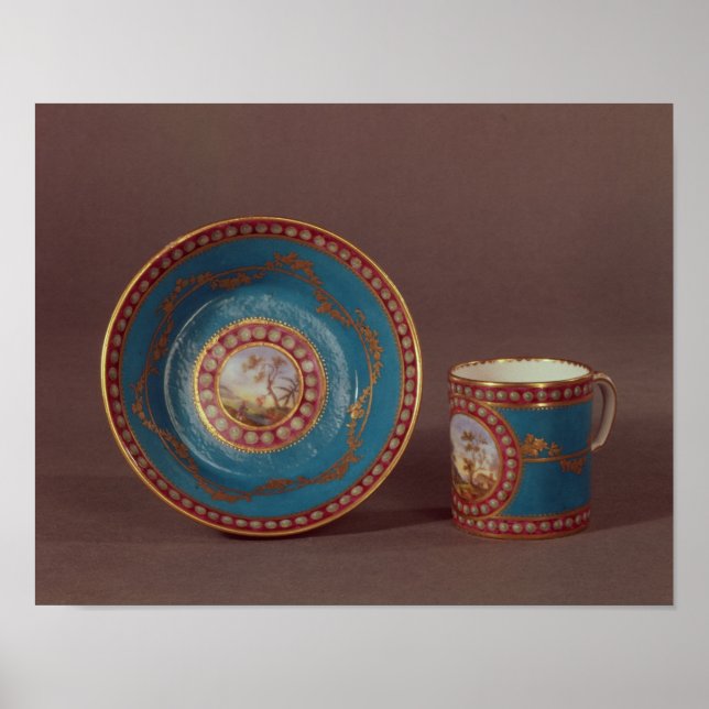 Sevres bleu celeste coffee cup and saucer, c.1780 poster (Front)