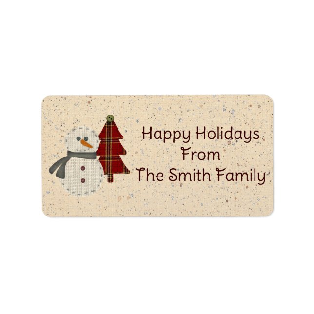 Sew Christmas Snowman Étiquette (Devant)