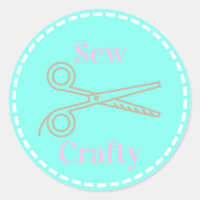 Sew Crafty Aqua Blue Circle with Scissors