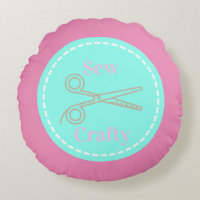 Sew Crafty Aqua Blue Circle with Scissors