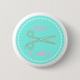 Sew Crafty Pastel Pink Grey Aqua 2 Inch Round Button