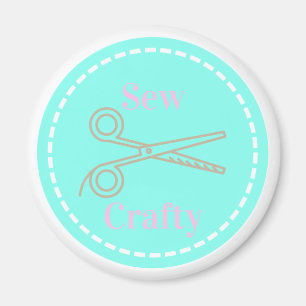Sew Crafty Pastel Pink Grey Aqua Magnet