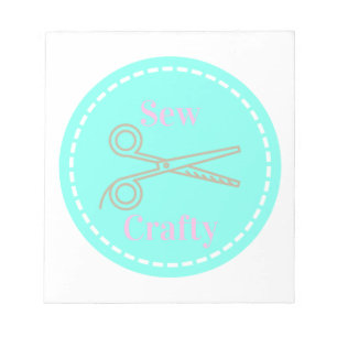 Sew Crafty Pastel Pink Grey Aqua Notepad