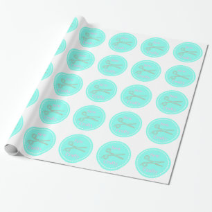 Sew Crafty Pastel Pink Grey Aqua Wrapping Paper