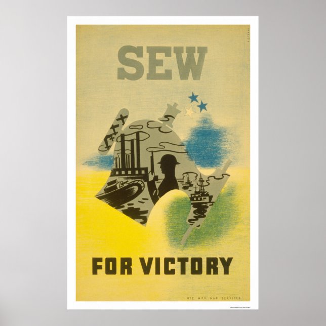 Sew For Victory WWII 1941 WPA Poster (Front)