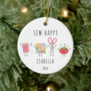 Sew Happy Personalized Sewing Christmas Ornament