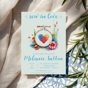 Sew in Love, Embroidery Hoop Heart Bridal Shower Invitation