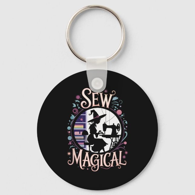 Sew Magical Funny Halloween Sewing  Keychain (Front)