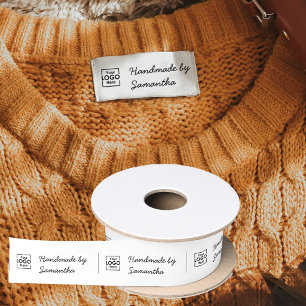 Sew on Labels Clothing Tags Handmade Items Script Satin Ribbon