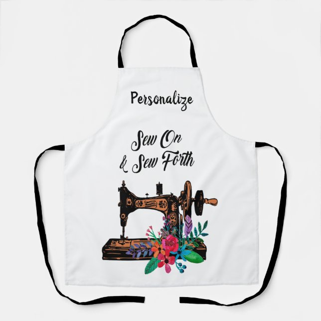 Sew On & Sew Forth Quote Seamstress Tailor Smock Apron (Front)