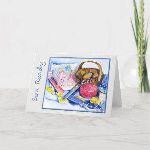 Sew Ready, Watercolor, 7x5 Folded Card
