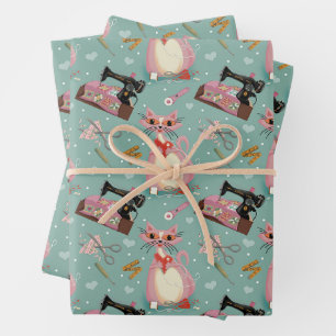 Sew Retro Galentine! 3 Sheets Flat Wrapping Paper