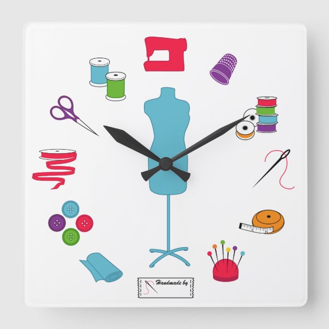 Sew Right Time Square Wall Clock (Front)