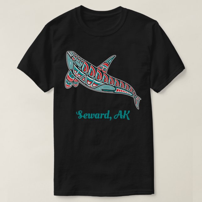 Seward, Alaska Upward Orca Killer Whale Native Ame T-Shirt (Design Front)