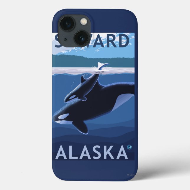 Seward, AlaskaOrca and Calf Scene Case-Mate iPhone Case (Back)