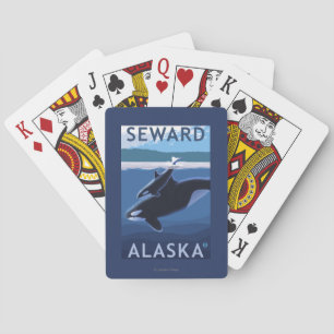 Seward, AlaskaOrca and Calf Scene Playing Cards