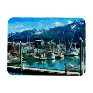 Seward Harbour Alaska Abstract Impressionism Magnet