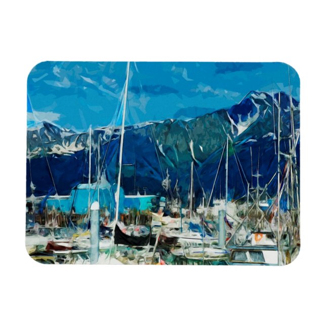 Seward Harbour Alaska Abstract Impressionism Magnet (Horizontal)