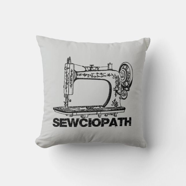 Sewciopath Sewing Keeps Me Mended Fun Throw Pillow (Front)