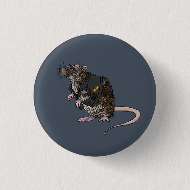 Sewer Punk Rat 1 Inch Round Button (Front)