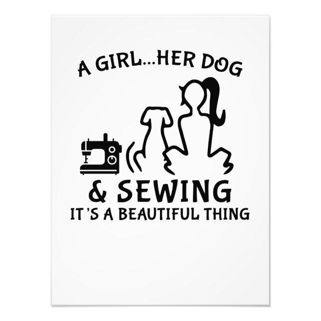 Sewing | A Girl Her Dog & Sewing Photo Print (Front)