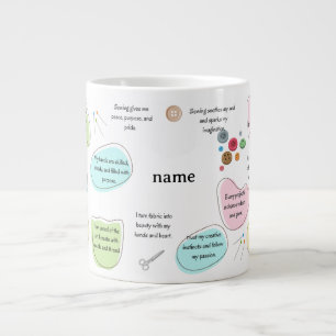 Sewing Affirmations for Crafters Sewing Quotes Large Coffee Mug