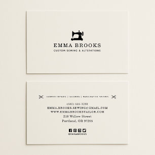 Sewing & Alterations Business Card, logo, SM icons Card
